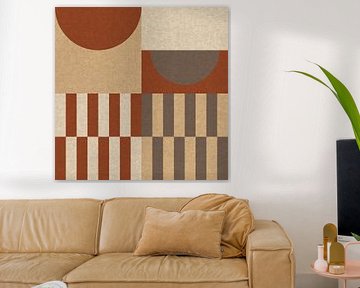 Geometrisches Retro-Bauhaus-Muster in Terrakotta, Taupe, Beige I