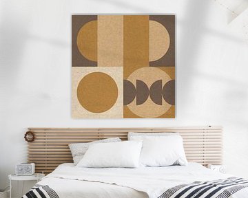 Geometrisches Retro-Bauhaus in Ockergelb und Braun III