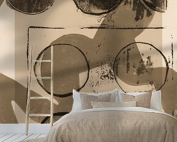 Geometrisch abstract in warm bruin