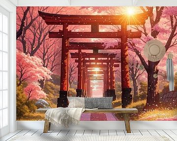 Japanse Torii poort kersenbloesem Sakura Japan