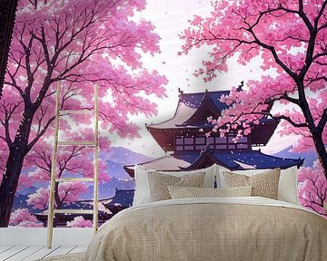 Japans Kasteel In Voorjaarsseizoen Kersenbloesem Sakura Japan