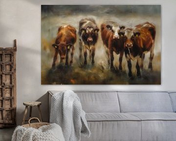 4 koe kalfjes in de wei van Marjolein Deelen