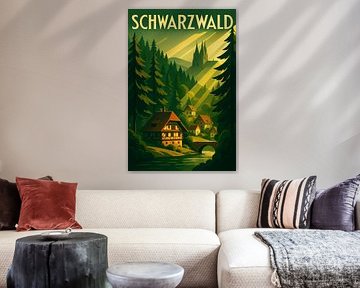 Black Forest Vintage Travel Poster – Art Deco Schwarzwald Print