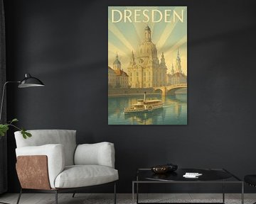 Dresden Vintage Reis Poster - Art Deco Muurkunst Print van Travel Shop