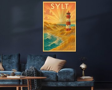 Sylter Leuchtturm Vintage Poster - Nordseeküste von Travel Shop