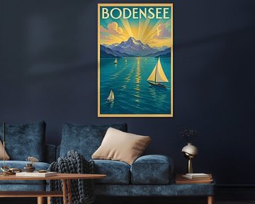 Bodensee Vintage Travel Poster - Alpen-See-Landschaft