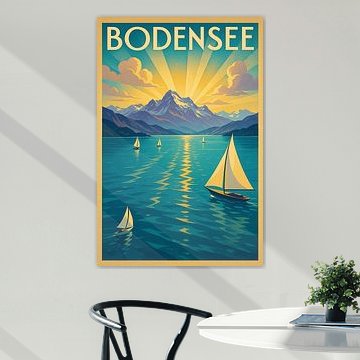 Bodensee Vintage Travel Poster - Alpen-See-Landschaft
