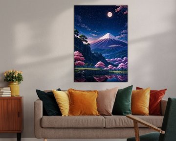 Paysage du Mont Fuji en fleurs de cerisier