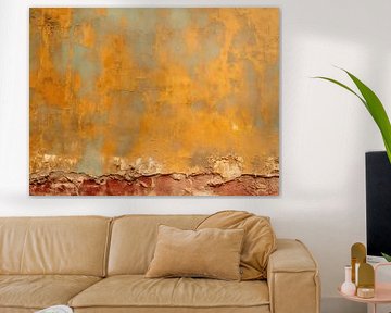 Orange Green Abstract - Urban Texture Art by BowiScapes abstract and digital art
