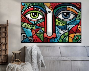 portrait femme en couleur style vitrail sur Egon Zitter