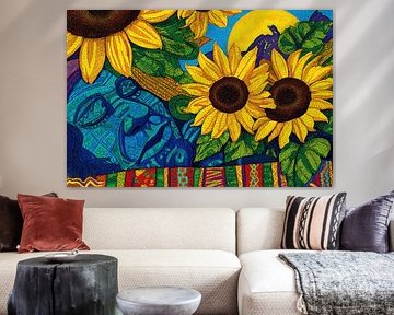woman with flowers portrait