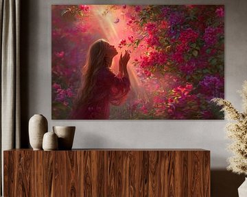 woman with flowers portrait by Egon Zitter
