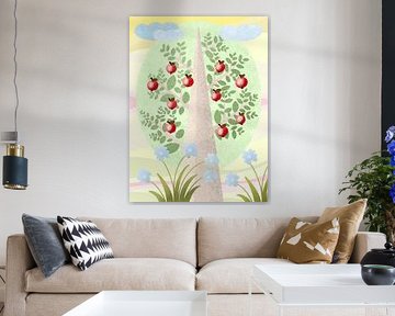 Oogsttijd. Boomgaard. Appelbomen
