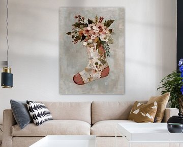Kerstsok met Bloemen van Gypsy Galleria