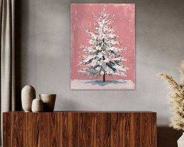 Sneeuwboom op Roze Achtergrond van Gypsy Galleria