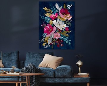 Flowers on Dark Blue by Gypsy Galleria
