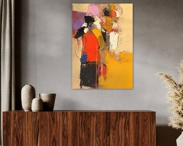 Femme en rouge | Mélange de couleurs abstraites