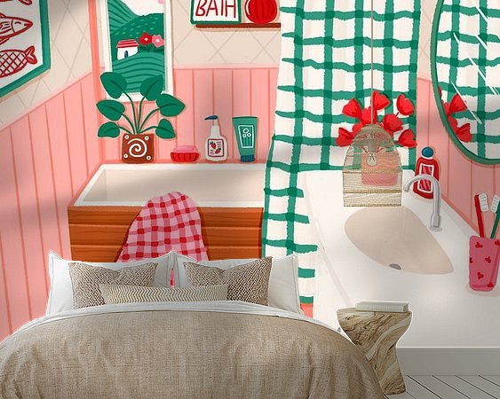 Voorbeeld van het werk in een kamer