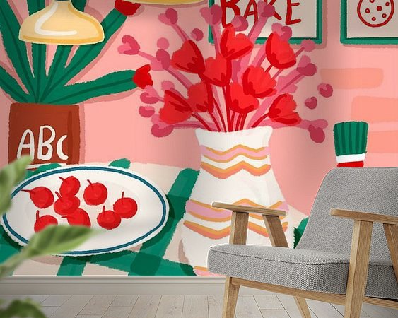 Voorbeeld van het werk in een kamer