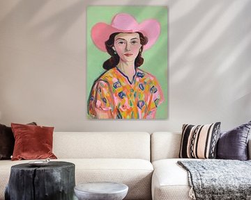 Cowgirl mit rosa Hut