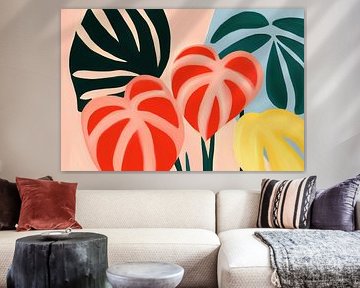 Twee decoratieve rode monsteraharten van Frank Daske | Foto & Design