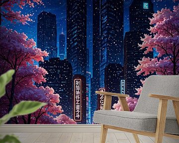 Sakura kersenbloesem stadsgezicht Japan