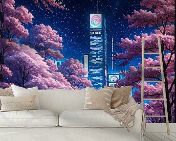 Stadsgezicht Sakura Kersenbloesem Japan