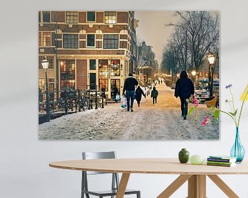 Winteravond in Amsterdam van Tom Elst