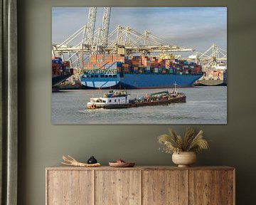Container ships in the port of Rotterdam by Sjoerd van der Wal