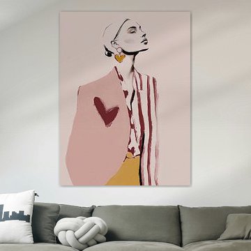 Modernes Porträt in Rosa und Gelb von Carla Van Iersel