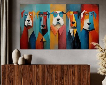 Abstracte boze honden panorama