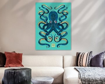 Oktopus Blau & Gold von Mark Harrison