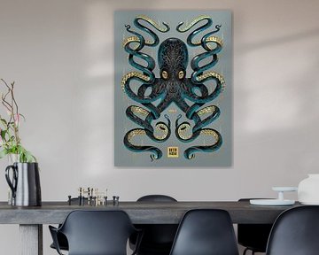 Oktopus Schwarz & Gold von Mark Harrison