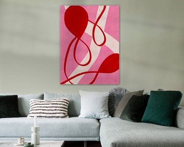 Rood en Roze Abstract van Anne-Marie Volfova