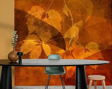 Botanical Mixed Media Art: Warme Herbstfarben