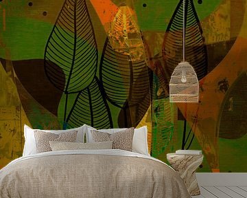 Botanical Mixed Media Art: Abstrakter Herbst