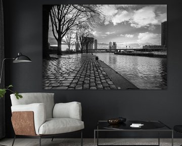 Kop van Zuid Rotterdam in zwart wit van Ilya Korzelius
