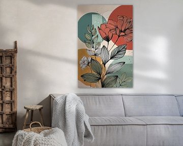 Botanical Illustration in Coral and Petrol no. 11 by Studio BB