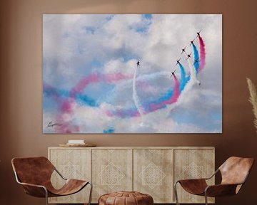 Red Arrows ( R.A.F.) in Action during the Airshow by Brian Morgan