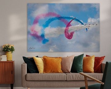 Red Arrows ( R.A.F.) in Action during the Airshow by Brian Morgan
