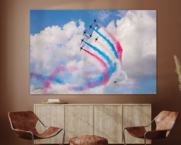 Red Arrows ( R.A.F.) in Action during the Airshow by Brian Morgan