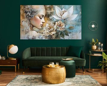 Elegante Vrouw met Bloemen