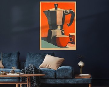 Cafetière rétro | Impression tramée vintage
