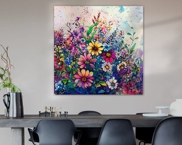 Kleurrijke bloemen moderne kunst van Mel Digital Art