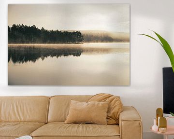 Fog rising into the water at dawn on a Swedish lake by Martin Köbsch