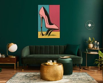 Hoge hak pop-art schilderij. van Johannes