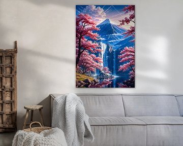 Kersenbloesem Sakura Mount Fuji Japan Lente Waterval van Ruzerin