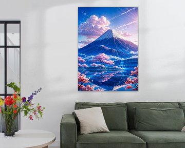 De berg Fuji kersenbloesem Sakura Japan van Ruzerin