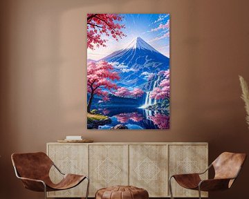 Kersenbloesem Sakura Mount Fuji Japan Lente Waterval van Ruzerin