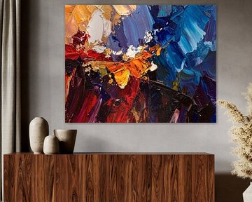 Peinture abstraite avec tempête de couleurs.